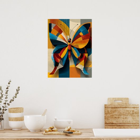 Affiche d'art mural papillon géométrique (Cuisine)