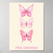 Affiche d'art mural Papillon Rose | Féminin Douce (Devant)