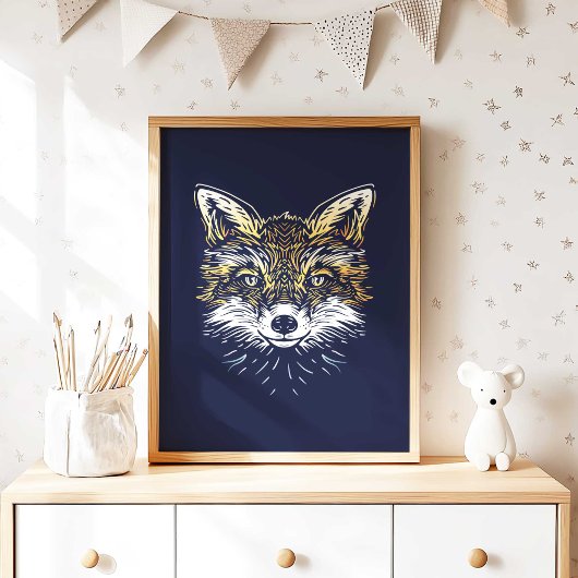 Affiche d'art mural pour la pépinière Woodland Fox