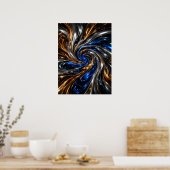 Affiche d'art mural tourbillon chrome bleu argent (Cuisine)