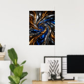 Affiche d'art mural tourbillon chrome bleu argent (Bureau à domicile)