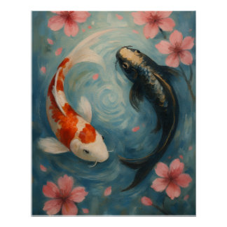 Affiche d'art mural Yin Yang Koi Fish