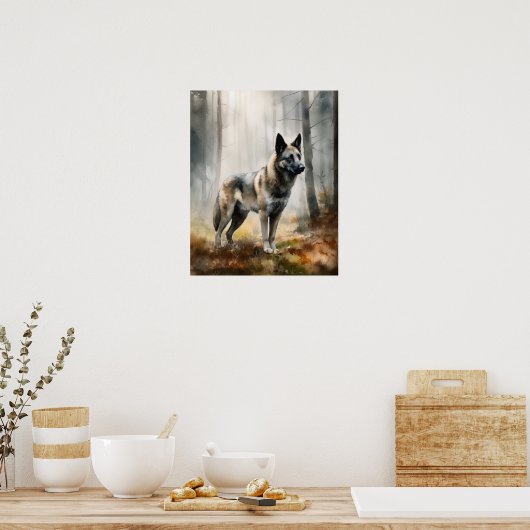 Affiche d'art norvégien Elkhound Dog (Cuisine)