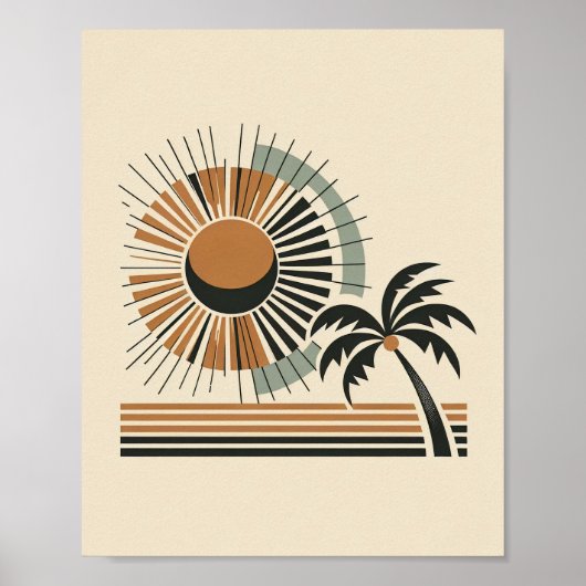Affiche d'art palmier milieu du siècle (Devant)