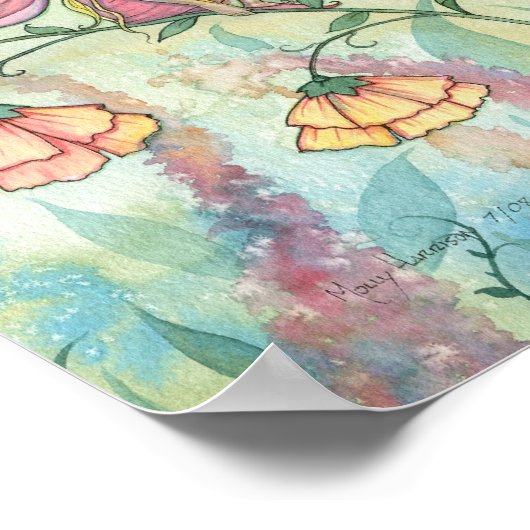 Affiche d'art papillon de fée des fleurs (Coin)
