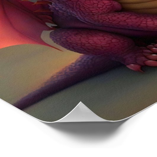 Affiche d'art Pinkie - Dragon rose avec une rose (Coin)