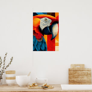 Affiche d'art pop géométrique de perroquet Ara vib