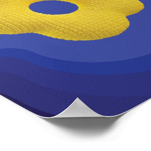 Affiche d'art pop-pop jaune en bleu (Coin)