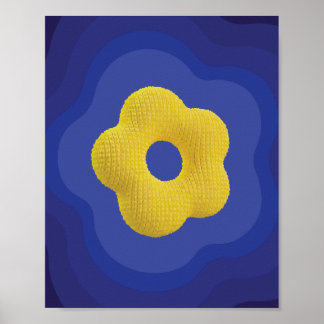 Affiche d'art pop-pop jaune en bleu