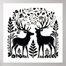 Affiche d'art populaire scandinave Woodland