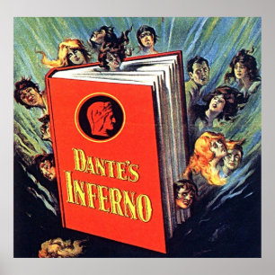 Affiche d'art rétro horreur de l'Enfer de Dante