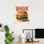 Affiche d'art rétro vintage de hamburger diner (Bureau à domicile)