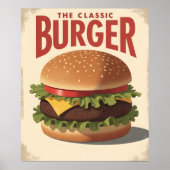 Affiche d'art rétro vintage de hamburger diner (Devant)