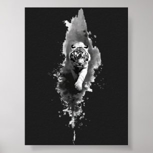 Affiche d'art sombre au lavis d'encre de tigre