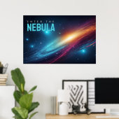 Affiche d'art spatial abstrait néon supernova cosm (Bureau à domicile)