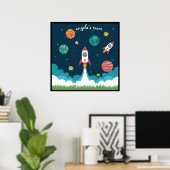 Affiche d'art spatial fantaisiste pour la chambre (Bureau à domicile)