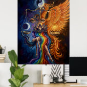 Affiche d'art spirituel Phoenix & Lotus (Bureau à domicile)