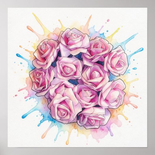 Affiche d'art Splash of Pink Roses grand format (Devant)