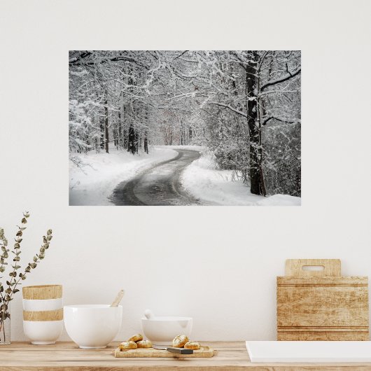 Affiche d'art sur la scène de neige (Cuisine)