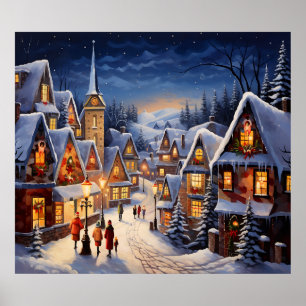 Affiche d'art sur la scène de Noël