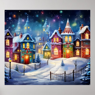 Affiche d'art sur la scène de Noël