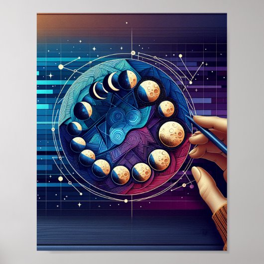 Affiche d'art sur les phases de la Lune (Devant)