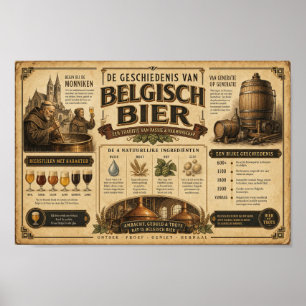 Affiche d'art sur l'héritage de la bière belge vin