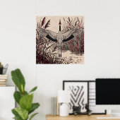 Affiche d'art sur roseau à ailes de grue (Bureau à domicile)