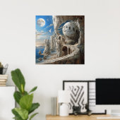 Affiche d'art surréaliste à l'aquarelle (Bureau à domicile)