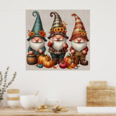 Affiche d'art Trio Gnomes de Thanksgiving (Cuisine)