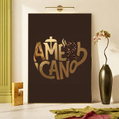 Affiche d'art typographique Americano Gold Coffee