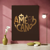 Affiche d'art typographique Americano Gold Coffee
