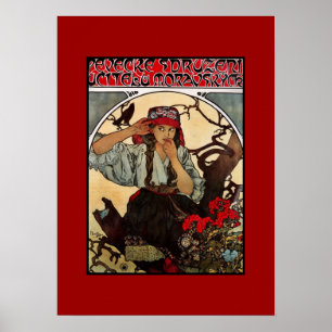 Affiche d'art vintage Alfons Mucha Enseignants mor