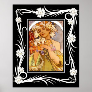 Affiche d'art vintage Alphonse Mucha avec cadre
