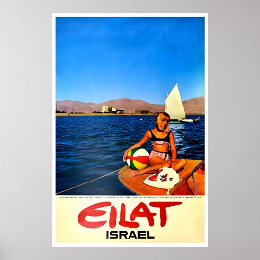 Affiche d'art vintage d'Eilat Israël (Devant)