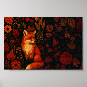 Affiche d'art vintage renard automne