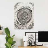 Affiche d'art vortex en marbre noir et blanc (Bureau à domicile)