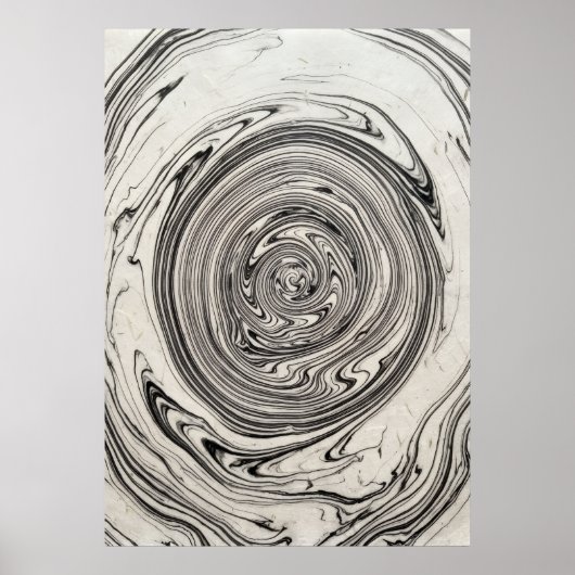 Affiche d'art vortex en marbre noir et blanc (Devant)