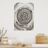 Affiche d'art vortex en marbre noir et blanc (Cuisine)