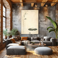 Affiche d'art zen Sérénité Bambou et Lotus