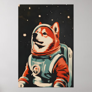 Affiche d'astronaute Chow Chow, Impression rétro C
