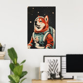 Affiche d'astronaute Chow Chow, Impression rétro C (Bureau à domicile)