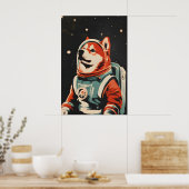 Affiche d'astronaute Chow Chow, Impression rétro C (Cuisine)