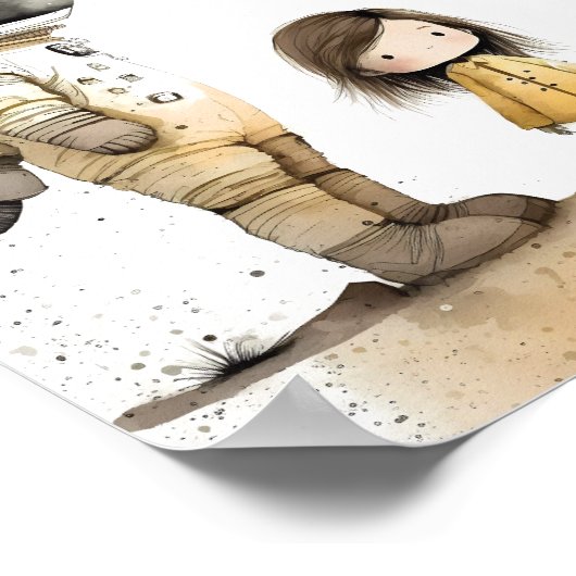 Affiche d'astronaute et de fille (Coin)