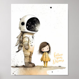 Affiche d'astronaute et de fille