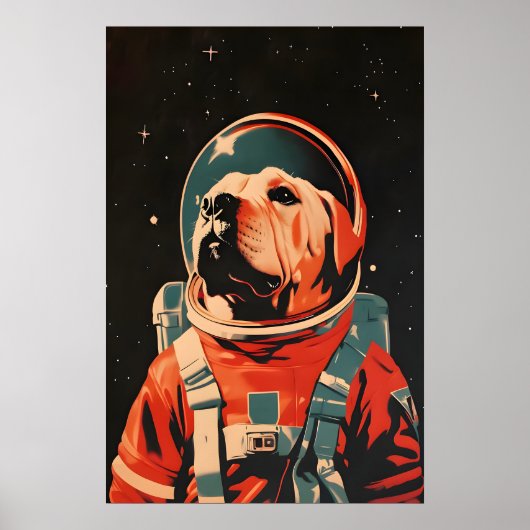 Affiche d'astronaute Shar-Pei chinois, Shar Pei Ré (Devant)