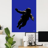 Affiche d'astronaute – Silhouette noire sur fond b (Bureau à domicile)