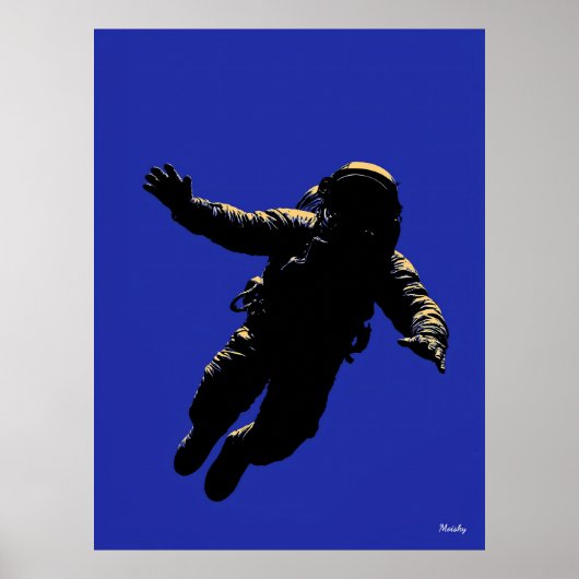 Affiche d'astronaute – Silhouette noire sur fond b (Devant)