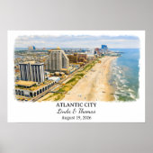 Affiche d'Atlantic City New Jersey, Aquarelle, Cus (Devant)