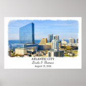 Affiche d'Atlantic City New Jersey, Aquarelle, Cus (Devant)